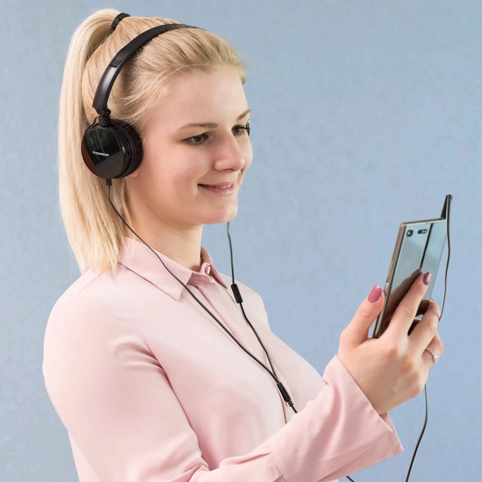 SLUŠALICE THOMSON HED2207BK + MIKROFON ON-EAR - slika 7