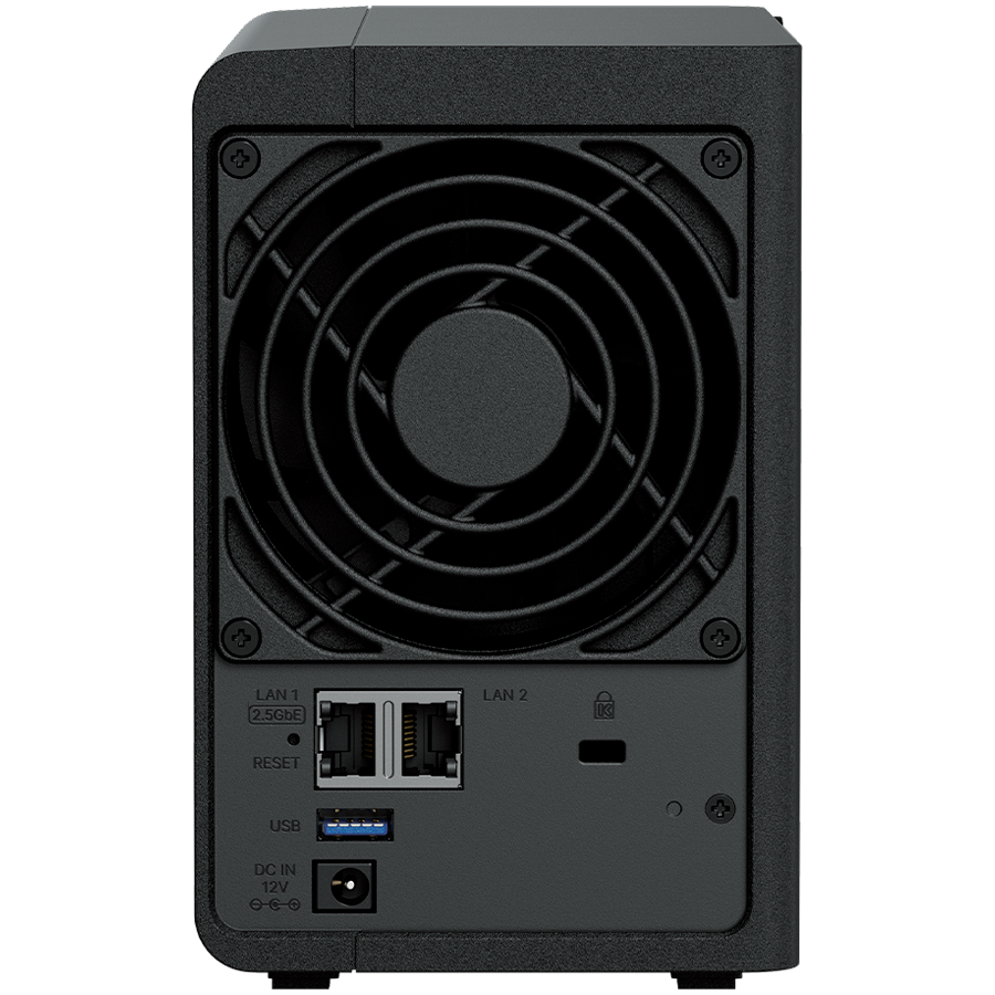Synology DS225+, Tower, 2-bays 3.5'' SATA HDD/SSD, CPU Inte Celeron J4125 4-core (4-thread) 2.0 GHz, burst up to 2.7 GHz, 2 GB DDR4 non-ECC (expandable up to 6 GB), 1xRJ-45 1GbE LAN, 1xRJ-45 2.5 GbE L - slika 7