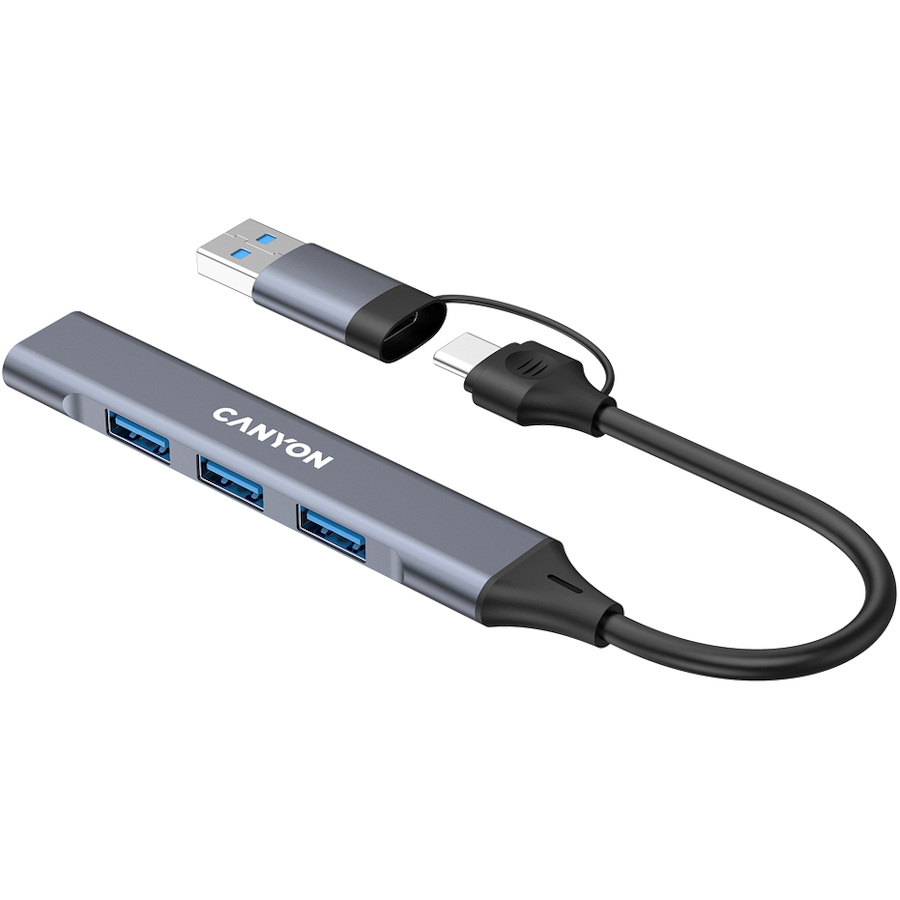 CANYON hub DS-02 4in1 USB-A/C Grey - slika 5