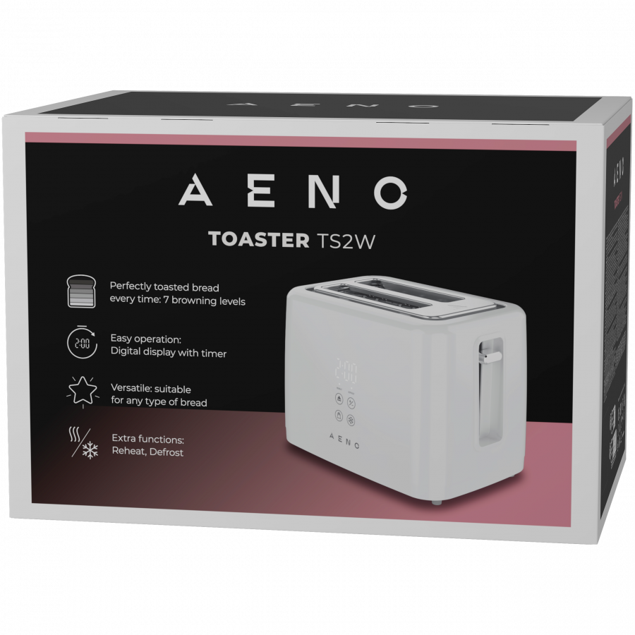 Electric Toaster, White, 220-240V, 50-60Hz, 780-930W, 2 slots, 3 modes, 7 browning levels - slika 7