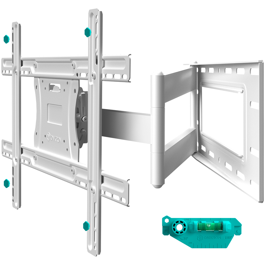 ONKRON Full Motion TV Wall Mount for 40 to 75-inch Flat Panel TVs Digital Panels 68,2 kg, White