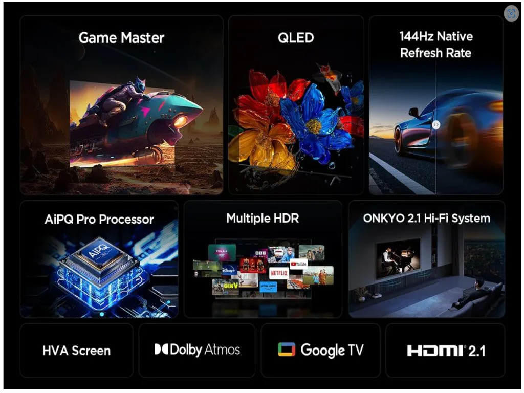 TCL 65"P8K 4K QLED TV 144HzGoogle TV; Motion Clarity Pro;Game Master; Onkyo 2.1; - slika 3