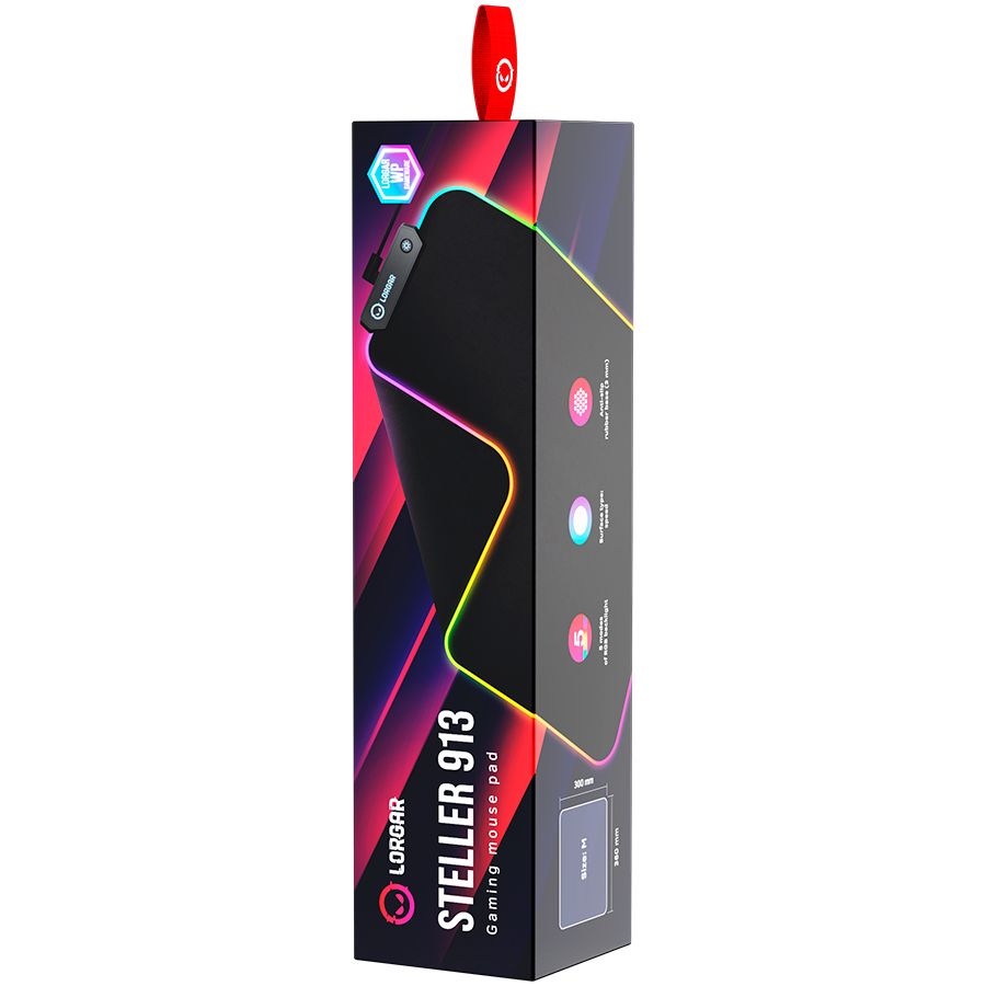 Lorgar Steller 913, Gaming mouse pad, High-speed surface, anti-slip rubber base, RGB backlight, USB connection, Lorgar WP Gameware support, size: 360mm x 300mm x 3mm, weight 0.250kg - slika 6