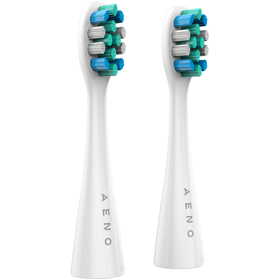 AENO Replacement toothbrush heads, White, Dupont bristles, 2pcs in set (for ADB0007/ADB0008)