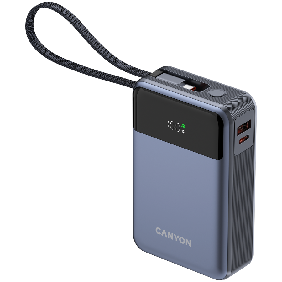 CANYON power bank OnPower 600 built-in cable 20000 mAh PD65W Dark Grey - slika 3