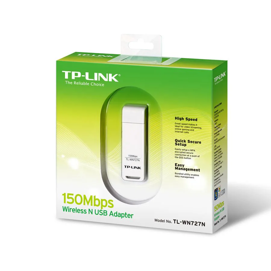 TP-Link TL-WN727N 150Mbps Wi-Fi USB Adapter, 150 Mbps at 2.4 GHz, USB 2.0, WPS Button, Supports Windows 11/10/8.1/8/7/XP, Mac OS 10.15 and earlier, Linux, WPA/WPA2 encryption - slika 2