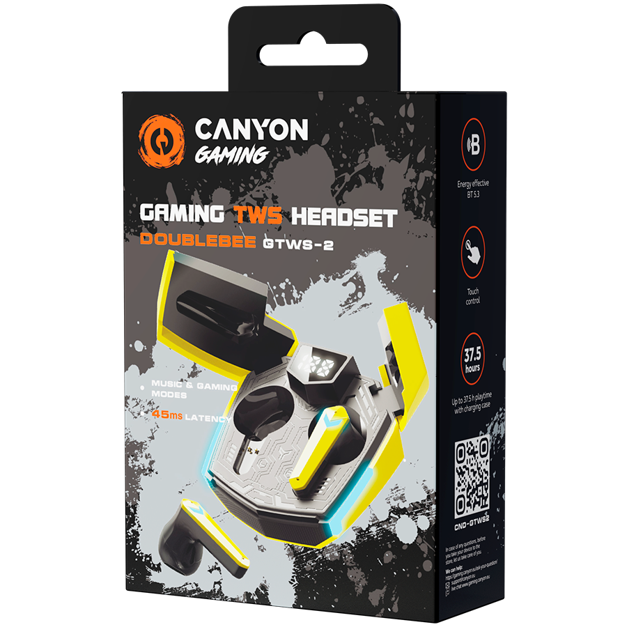 CANYON headset Doublebee GTWS-2 Gaming Yellow - slika 6