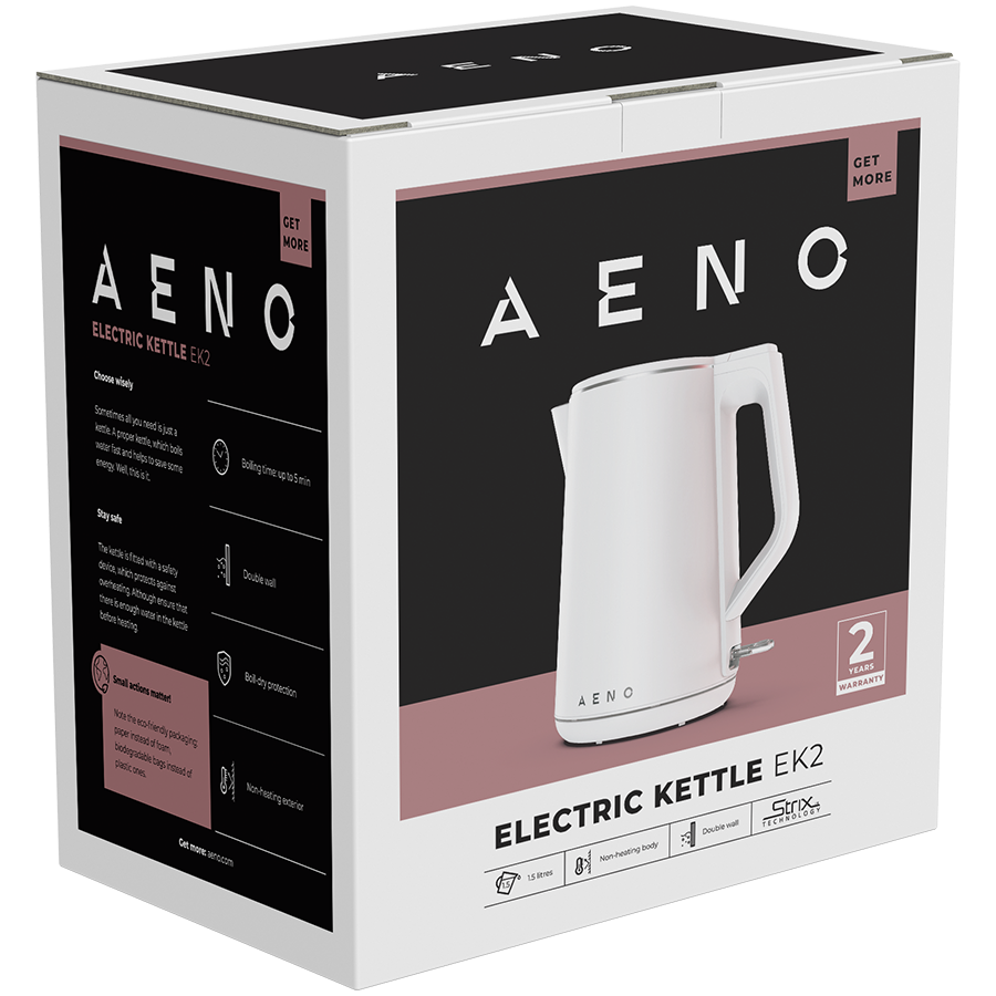 AENO Electric Kettle EK2: 1850-2200W, 1.5L, Strix, Double-walls, Non-heating body, Auto Power Off, Dry tank Protection - slika 5