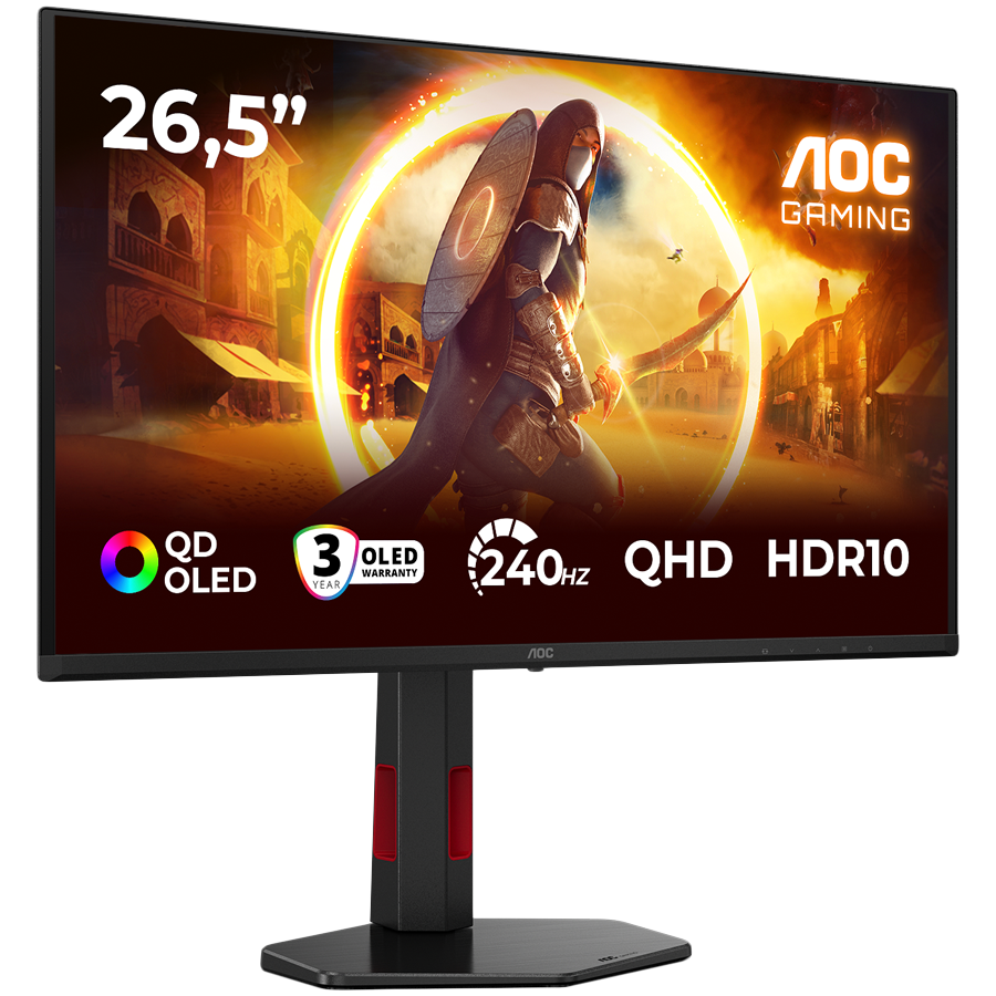 AOC Monitor Gaming OLED Q27G4ZDR 27" (26.5 viewable), QHD (2560x1440), QD-OLED, 240Hz, 0.03ms, 400 cd/m2, Adaptive Sync, G-Sync Compatible, HDR10, USB hub, 2x HDMI 2.1, 1x DP 1.4, Full Ergo - slika 2