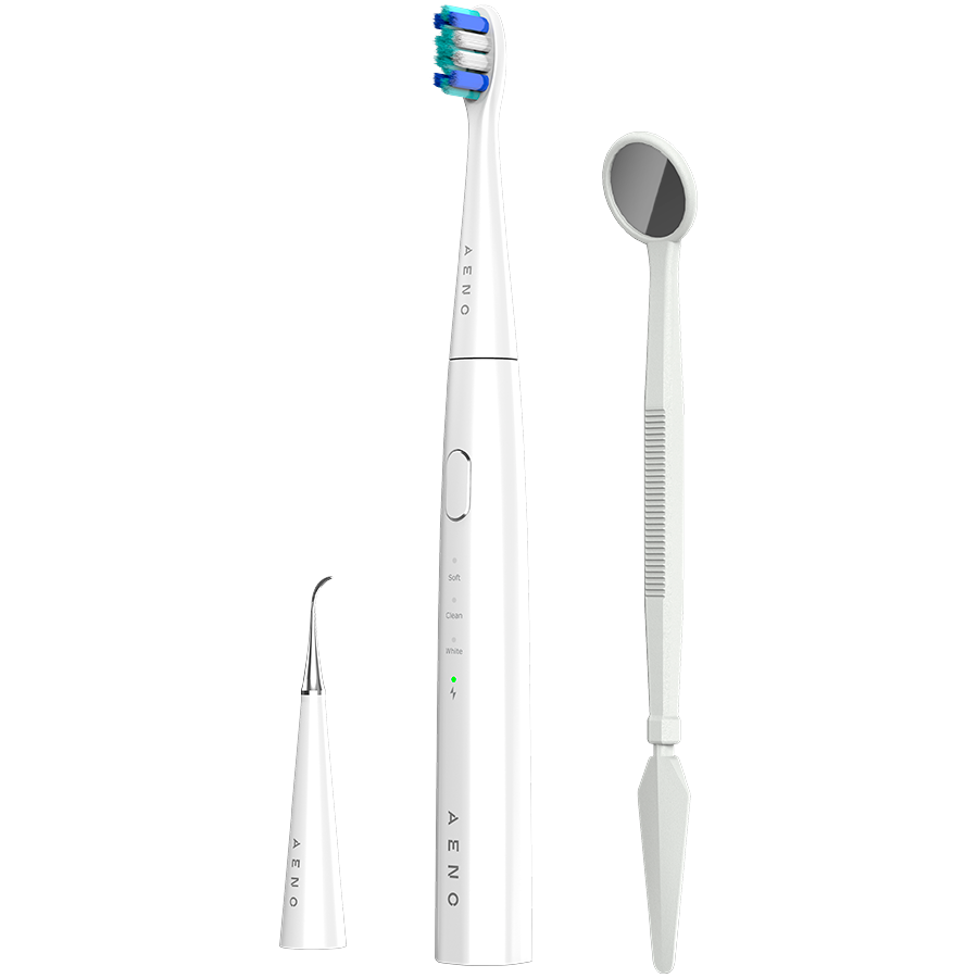 AENO Sonic Electric toothbrush, DB8: White, 3modes, 3 brush heads + 1 cleaning tool, 1 mirror,  30000rpm, 100 days without charging, IPX7 - slika 2