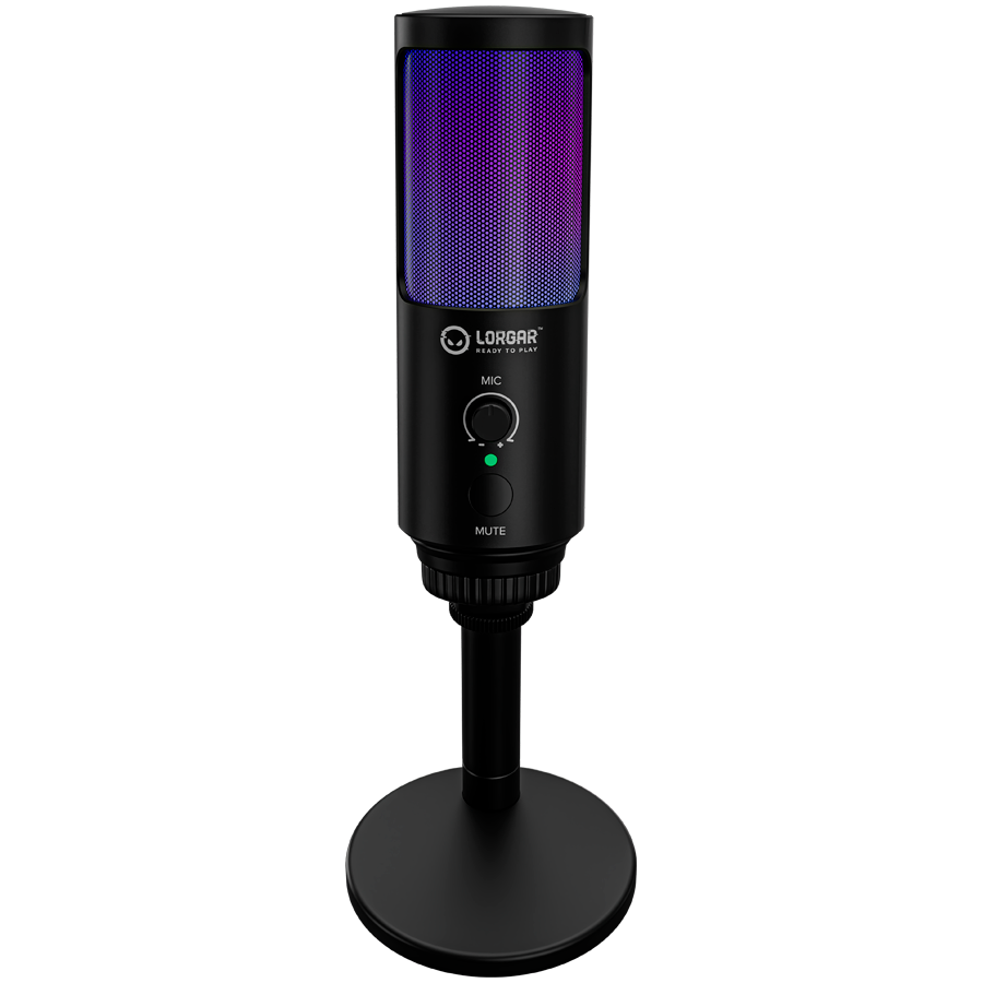 LORGAR SMP40, RGB Microphone with external mute button and metal stand, Black - slika 6