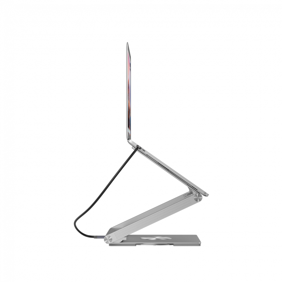 Canyon Laptop stands with hub, TYPE C F to HDMI2.0+2USB3.0+USBC3.0+RJ45+PD, TYEP C TO C cable 1m white with Emarker: HUSB332A, Material: Aluminum case+ABS+PS, Size: 245x240x27.2+/-0.3mm, Weight:1304g - slika 3