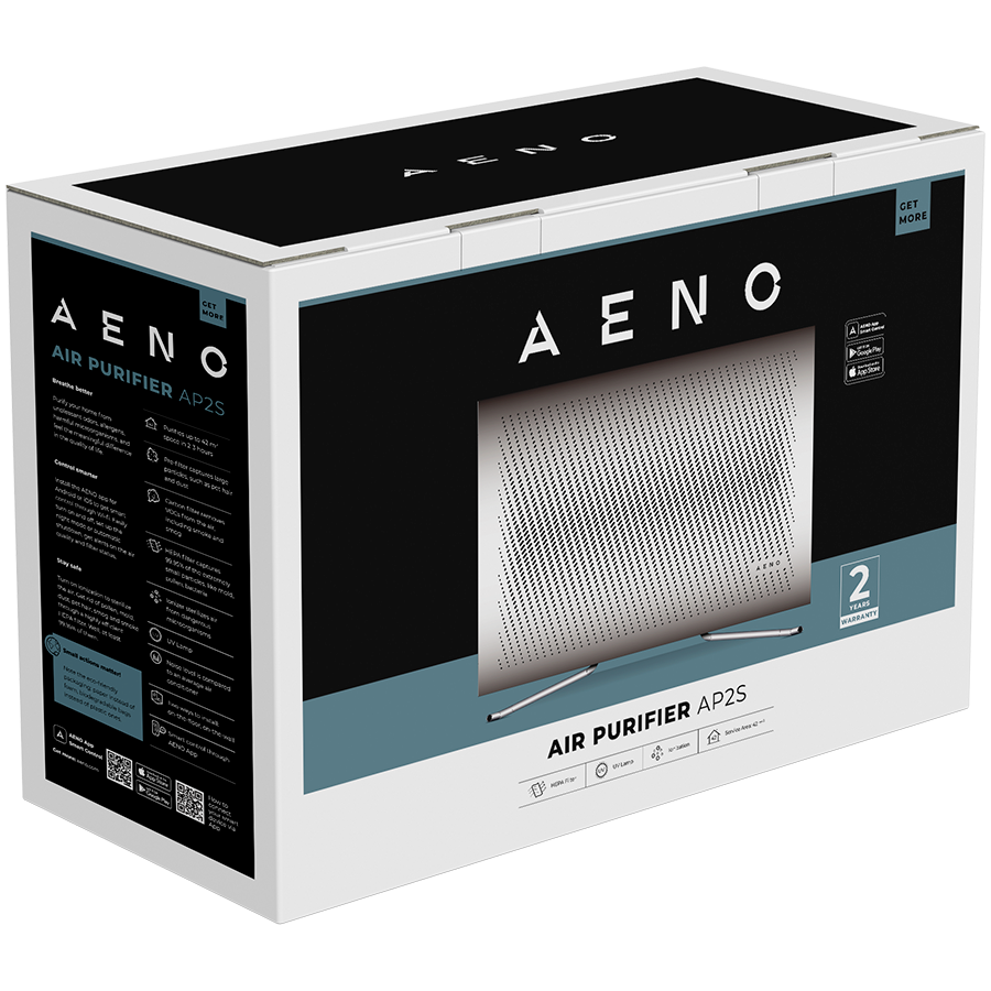 AENO Air Purifier AP2S, Wi-Fi, UV lamp, ionization, Tvoc sensor, CADR 420 m³/h, 50 m2, carbon filter + Hepa H13, wall mounting - slika 6