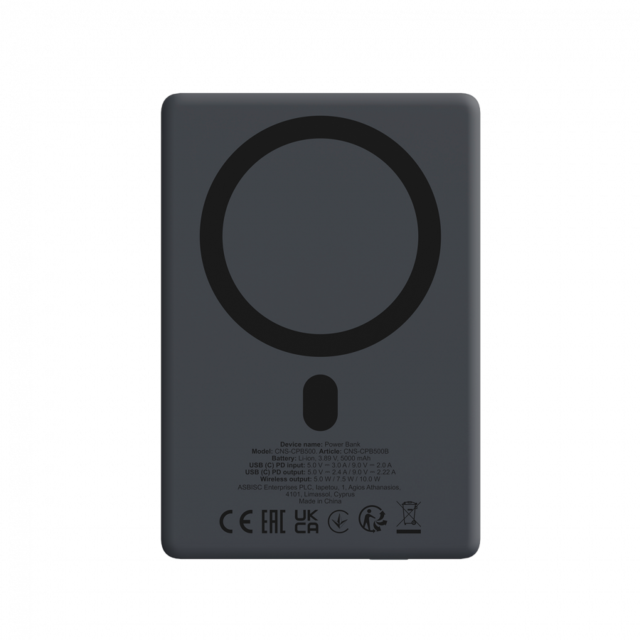CANYON magnetic power bank OnPower 500 PD20W 5000mAh Aluminium Interstellar Black - slika 5