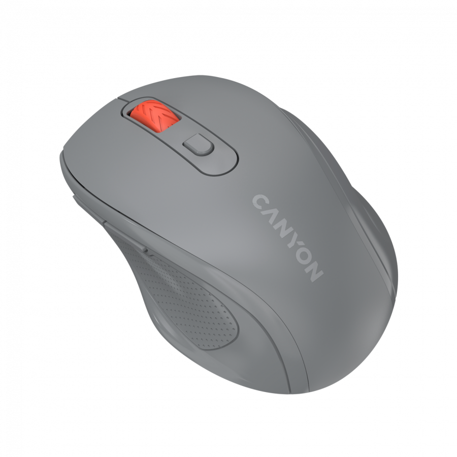 Canyon 6 buttons wireless 2.4Ghz mouse, MX8650A Sensor, DPI up to 1600,Injection case, 3 M life times left and right switches, 2xAAA battery, ABS material. Size: 105x71x40mm, Weight: 59g, Dark grey - slika 3
