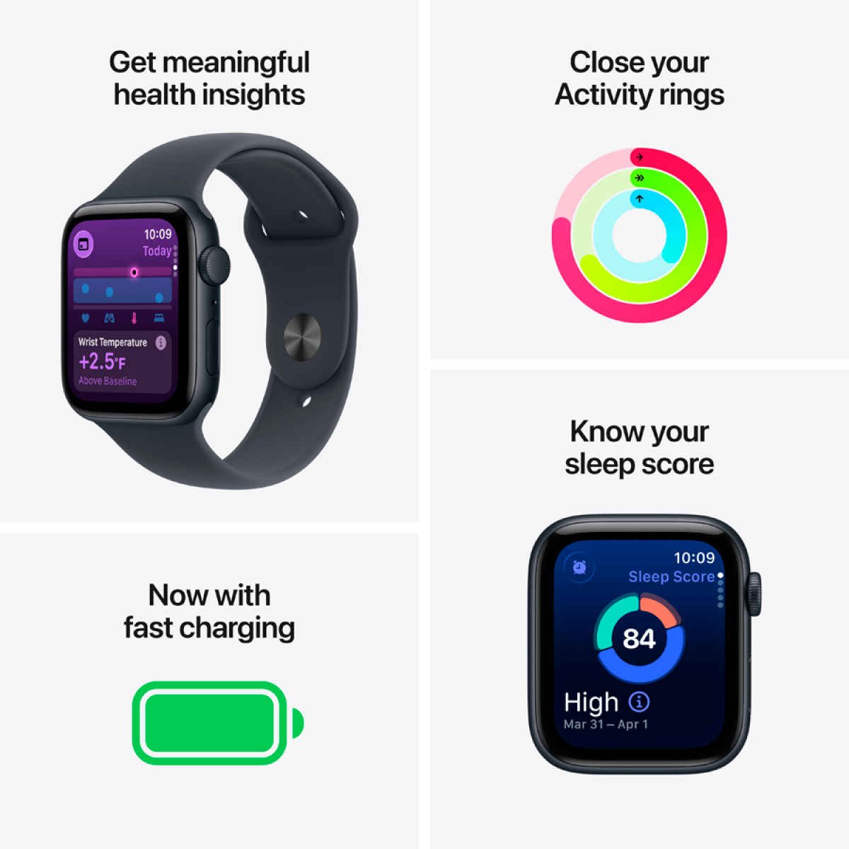 Apple Watch SE 3 GPS 44mm Starlight Aluminium Case with Starlight Sport Band - S/M,Model A3325 - slika 7