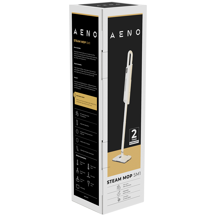 AENO Steam Mop SM1: built-in water filter, aroma oil tank, 1200W, 110°C, Tank Volume 380 ml, Screen Touch Switch - slika 6