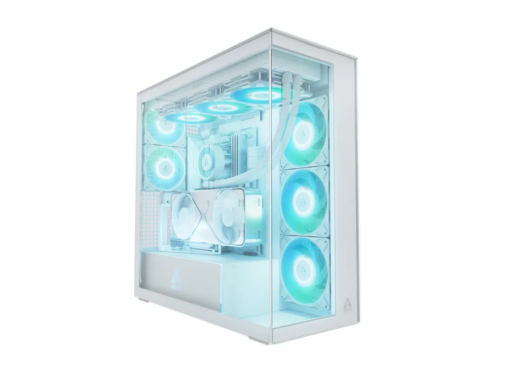Arctic Xtender VG White Case5xARG fan,E-ATX,Tempered GlassGPU: 482mm, CPU Cooler: 171mm - slika 2