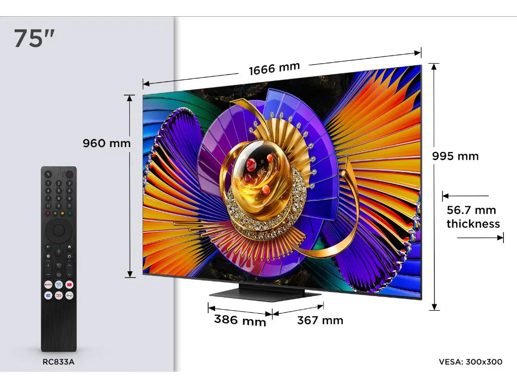 TCL 75"C7L 4K SQD-Mini LED;UHD 144Hz/288Hz FHD Google TV;B&O, 1352 zones, 3000 nits - slika 2