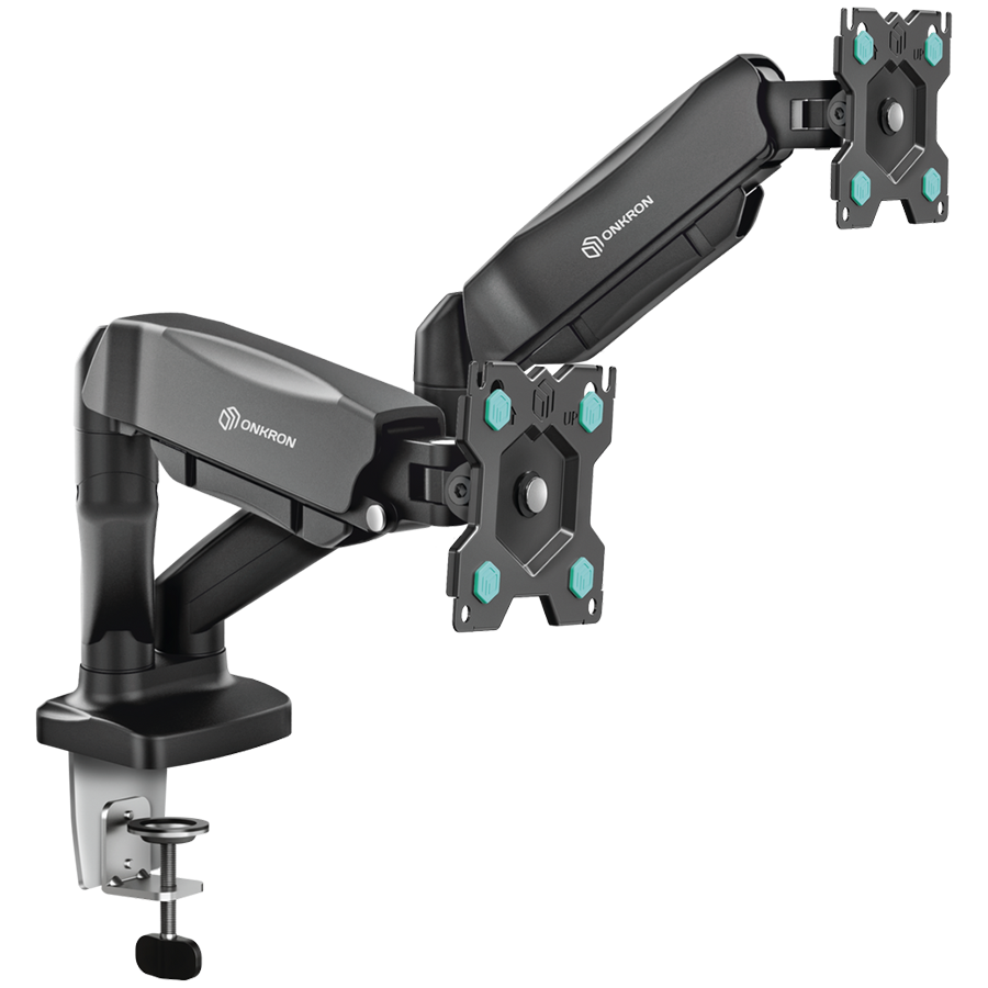 ONKRON Dual Monitor Desk Mount Stand for 13 to 32-Inch LCD LED Monitors up to 8 kg, Black