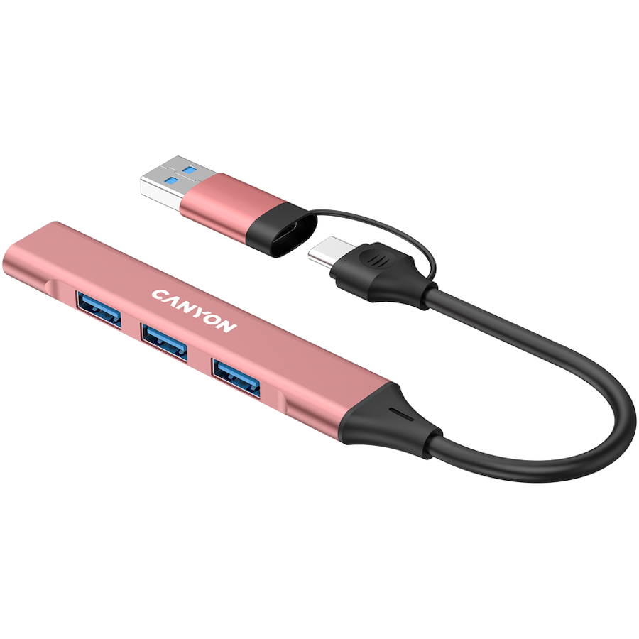 CANYON hub DS-02 4in1 USB-A/C Pink - slika 5