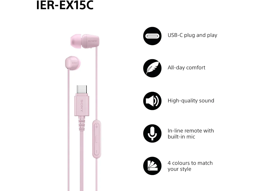 Sony in-ear USB-C slušalice boja roza - slika 2