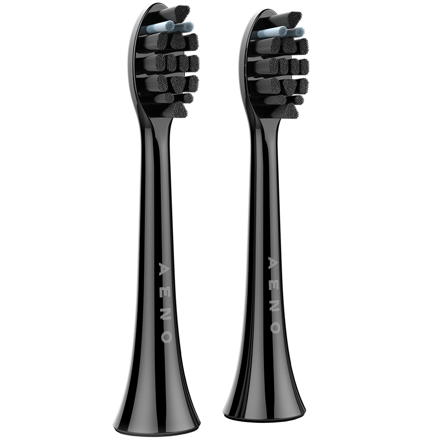 AENO Replacement toothbrush heads, Black, Dupont bristles, 2pcs in set (for ADB0004/ADB0006 and ADB0003/ADB0005)