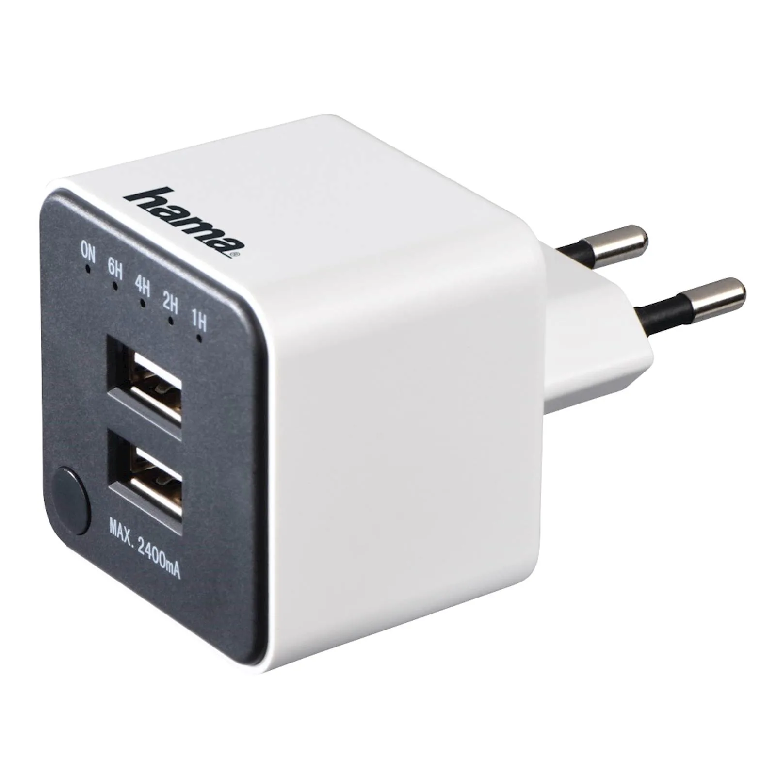 Punjač baza HAMA 2x USB-A, 2.4A, bijeli, sa funkcijom odbrojavanja