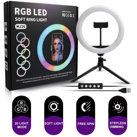 LED Ring Lamp 12" RGB with stand - slika 4