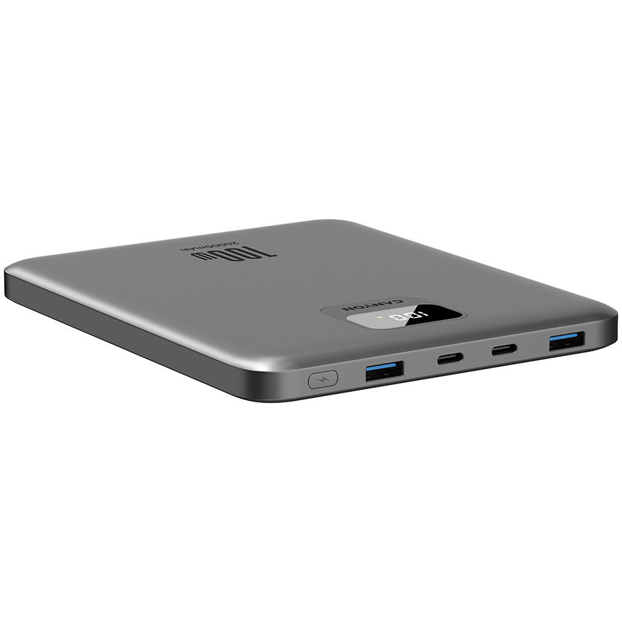 CANYON power bank PB-2008 LED FLAT 20000 mAh PD100W QC3.0 Tamno sivi - slika 4