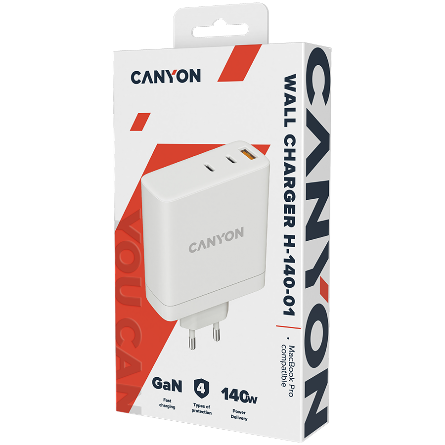 CANYON H-140-01, Wall charger with 1USB-A, 2 USB-C. Input:100-240V~50/60Hz, 2.0A Max. USB-A Output: 5V /9V /12V/20V /28V Max Output Current:5.0A max - slika 4