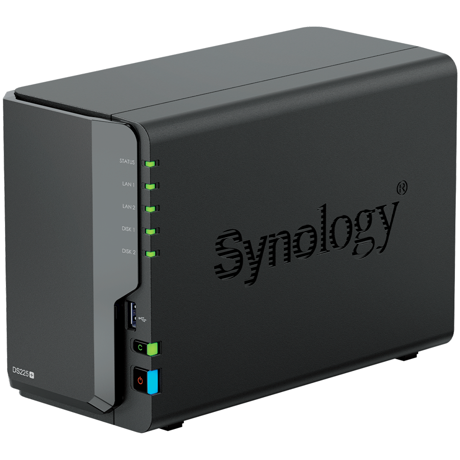 Synology DS225+, Tower, 2-bays 3.5'' SATA HDD/SSD, CPU Inte Celeron J4125 4-core (4-thread) 2.0 GHz, burst up to 2.7 GHz, 2 GB DDR4 non-ECC (expandable up to 6 GB), 1xRJ-45 1GbE LAN, 1xRJ-45 2.5 GbE L - slika 3