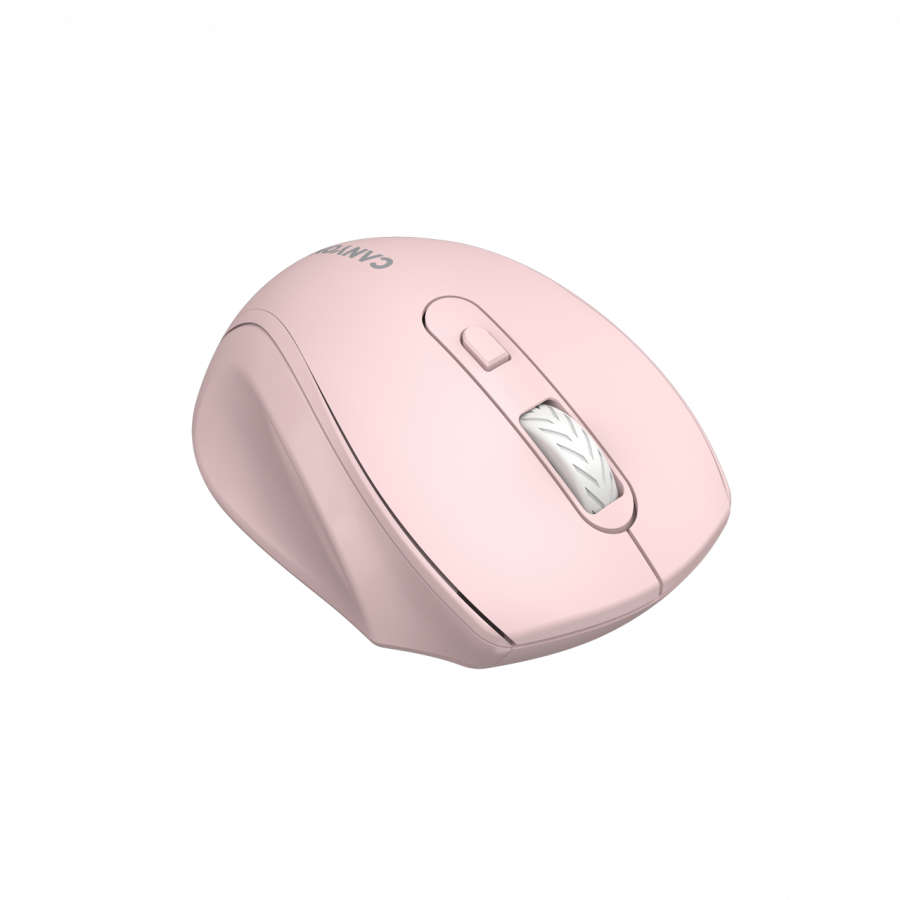 Canyon 6 buttons wireless 2.4Ghz mouse, MX8650A Sensor, DPI up to 1600,Injection case, 3 M life times left and right switches, 2xAAA battery, ABS material. Size: 105x71x40mm, Weight: 59g, Pink - slika 2