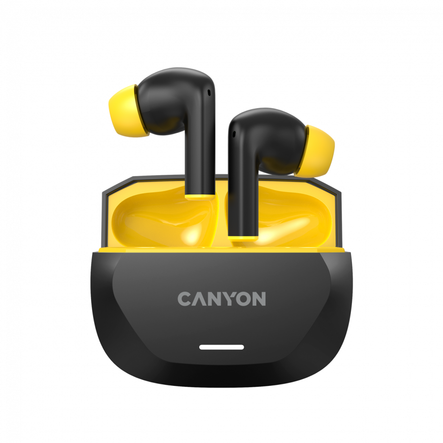 CANYON headset HEXAGON 7 TWS ANC+ENC Wireless Charge Black Yellow - slika 4