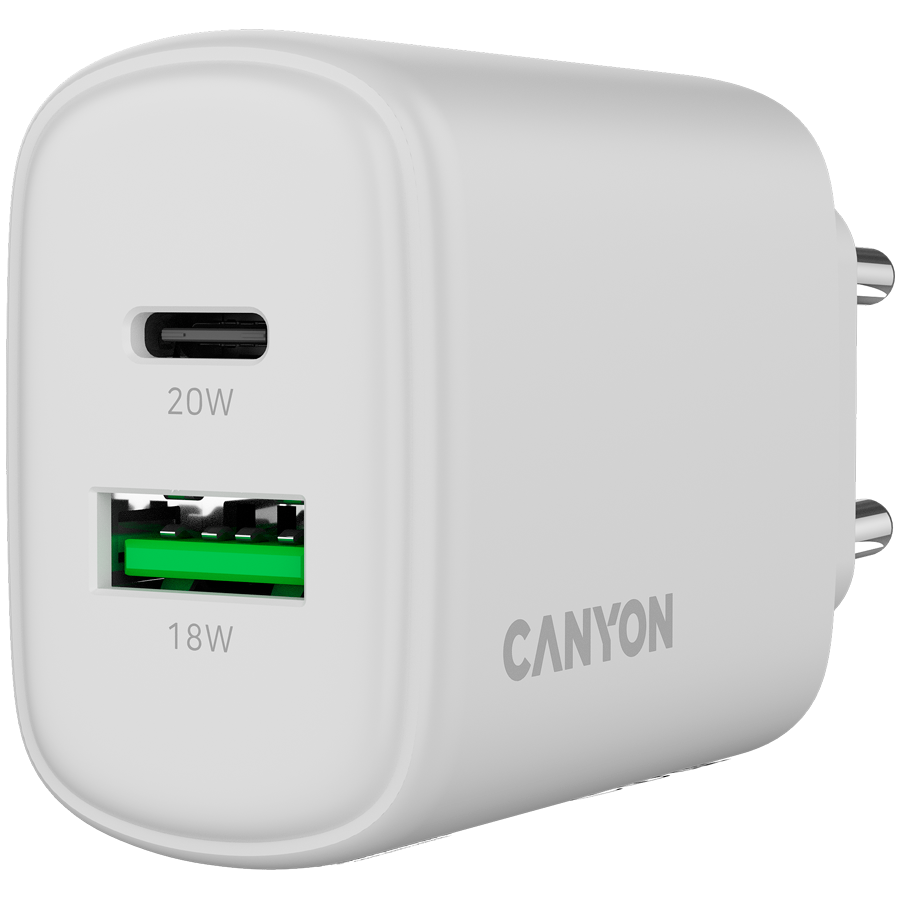 CANYON charger OnCharge 200 20W 1xPD 1xQC EU White - slika 5