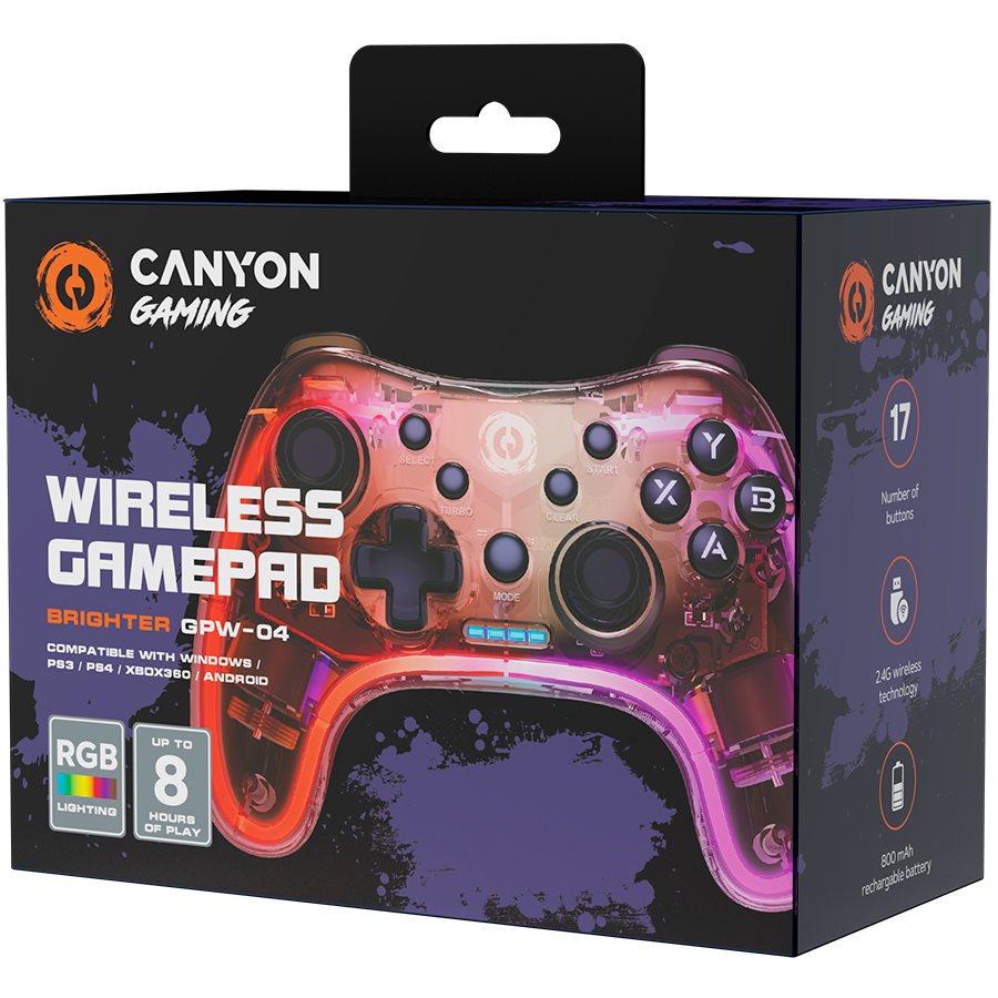 CANYON gamepad Brighter GPW-04 Dongle Wireless Crystal - slika 5