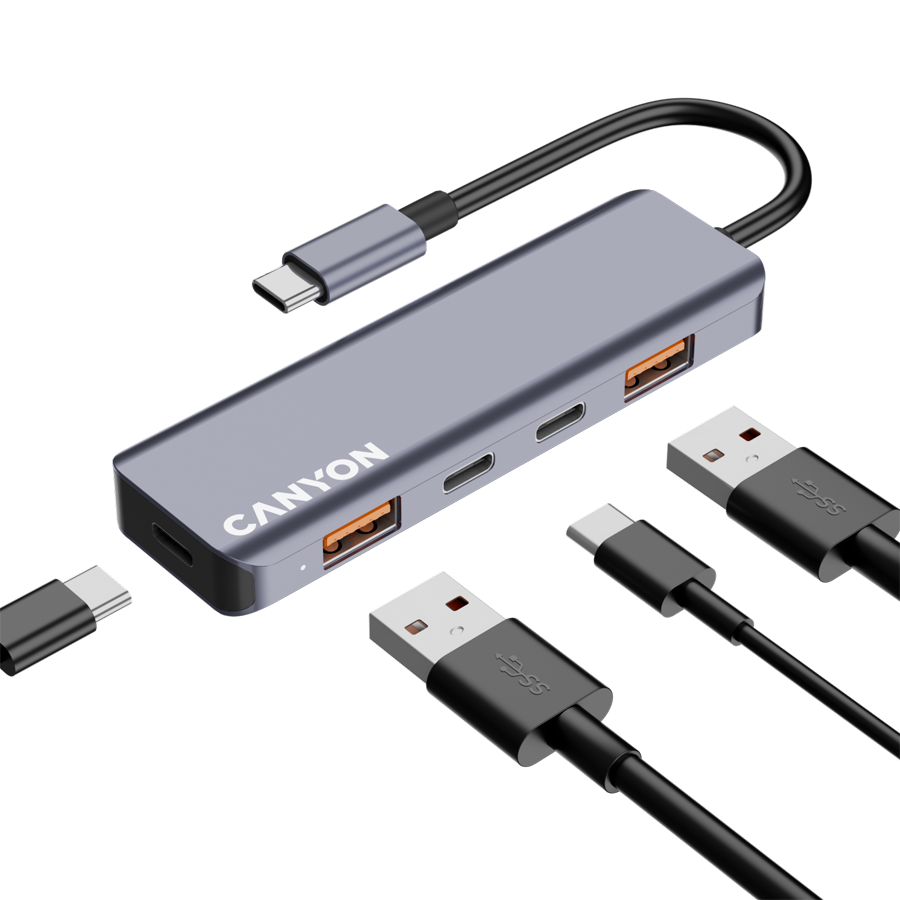 CANYON hub DS-18 5in1 USB-C Grey - slika 5