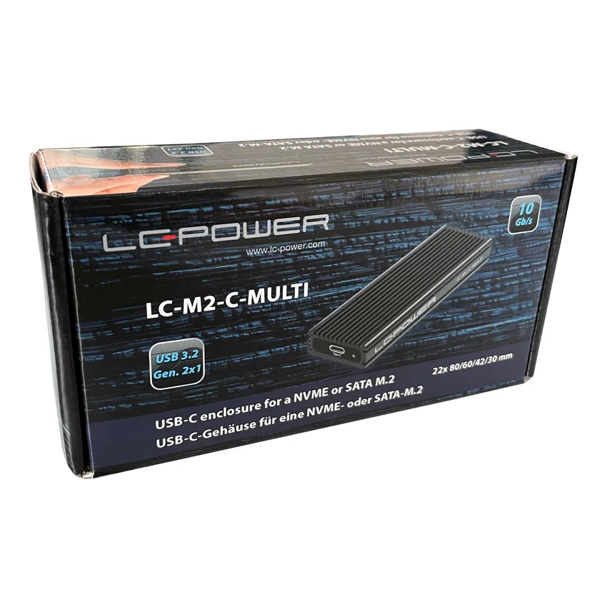 LC-Power LC-M2-C-MULTI-2USB 3.2 Gen. 2x1 Type C M.2SSD Enclosure,SATA&nvme - slika 2