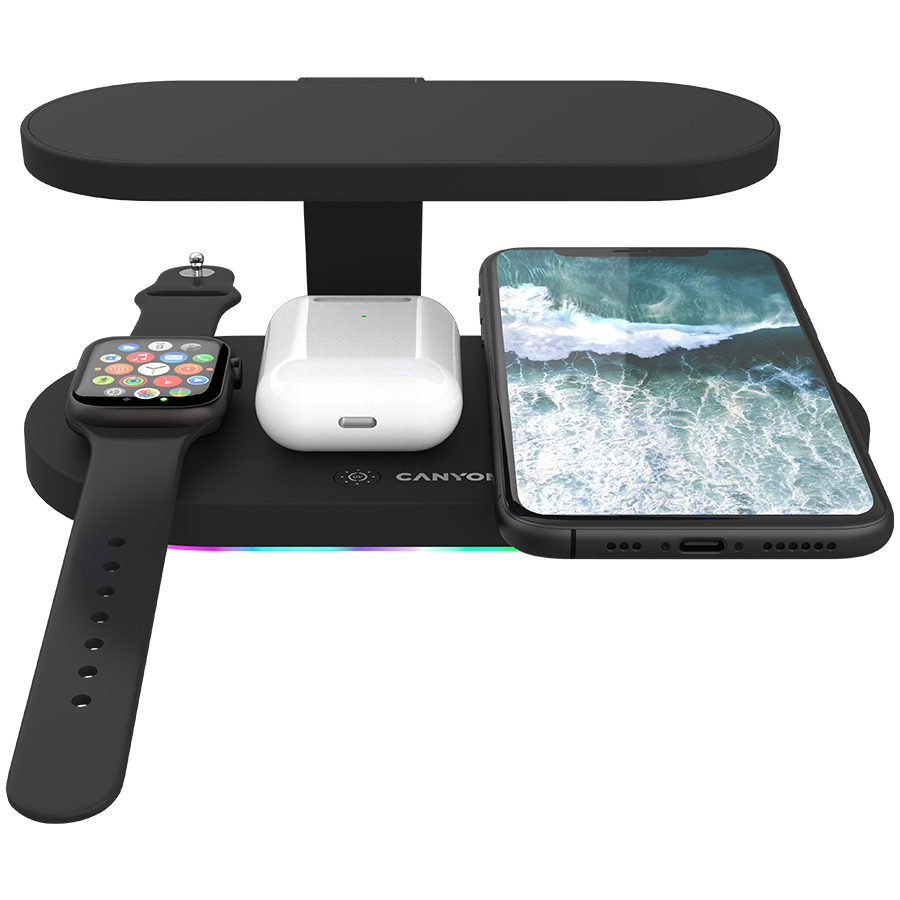 CANYON wireless charger WS-501 15W 5in1 UV Black - slika 5