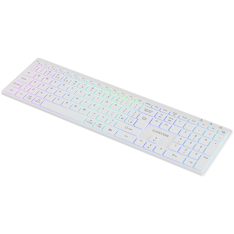 CANYON keyboard HKB-W11 UK/US RGB Dual Mode Wireless White - slika 4