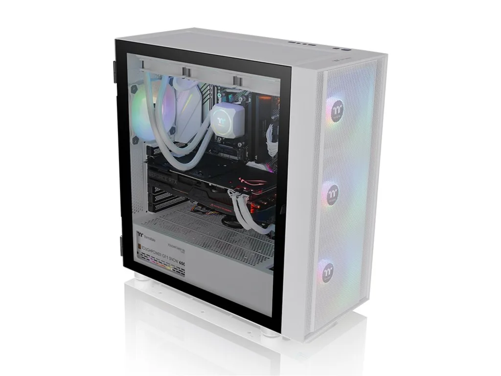 Thermaltake H570 TG ARGB Snow Mid tower, tempered glass, 3x 120mm ARGB Lite fan - slika 4