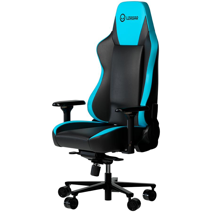 LORGAR Base 311, Gaming chair, PU eco-leather, 1.8 mm metal frame, multiblock mechanism, 4D armrests, 5 Star aluminium base, Class-4 gas lift, 75mm PU casters, Black + blue - slika 2