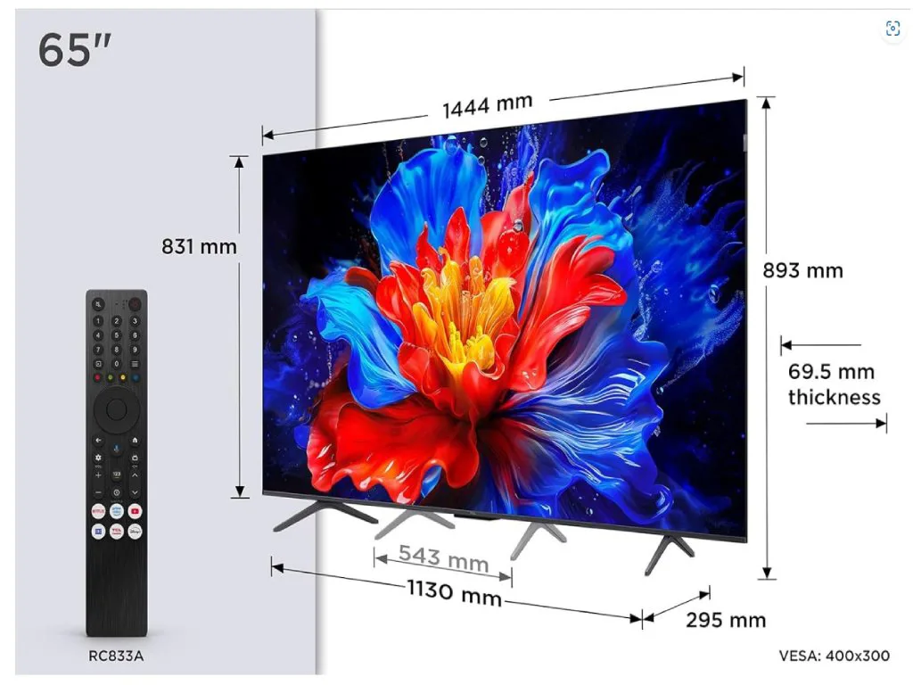 TCL 65"P8K 4K QLED TV 144HzGoogle TV; Motion Clarity Pro;Game Master; Onkyo 2.1; - slika 2