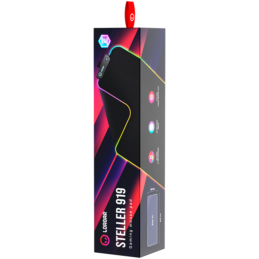 Lorgar Steller 919, Gaming mouse pad, High-speed surface, anti-slip rubber base, RGB backlight, USB connection, Lorgar WP Gameware support, size: 900mm x 360mm x 3mm, weight 0.635kg - slika 6