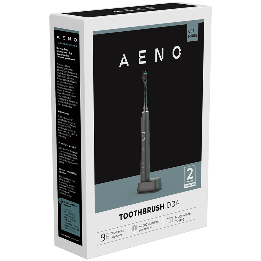 AENO Sonic Electric Toothbrush, DB4: Black, 9 scenarios, with 3D touch, wireless charging, 46000rpm, 40 days without charging, IPX7 - slika 8
