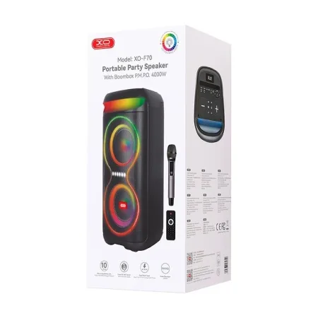 XO Bluetooth Speaker + Karaoke MIC F70 RGB Black 40W - slika 2
