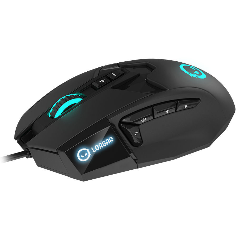 LORGAR Stricter 579, gaming mouse, 9 programmable buttons, Pixart PMW3336 sensor, DPI up to 12 000, 50 million clicks buttons lifespan, 2 switches, built-in display, 1.8m USB soft silicone cable, Matt - slika 5