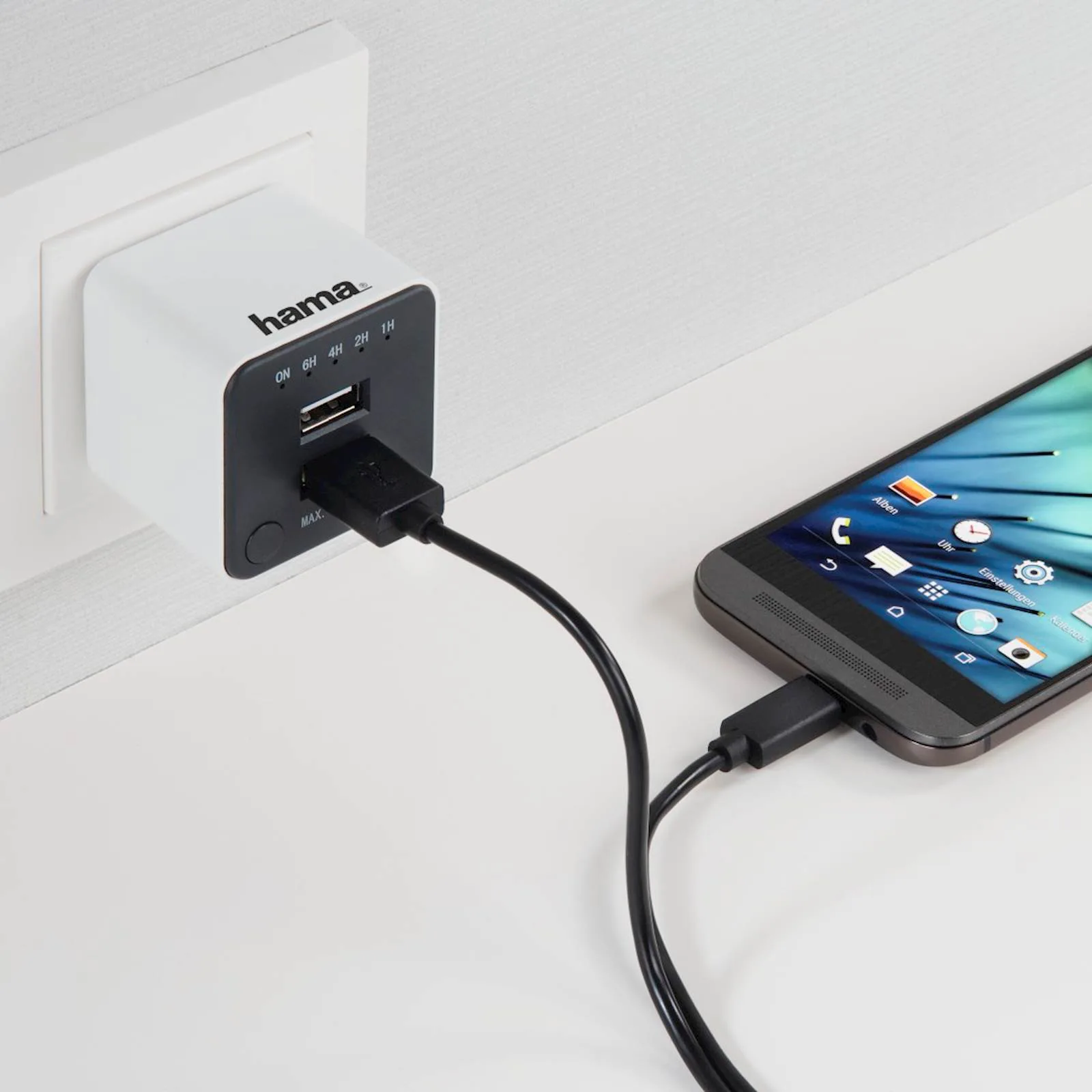 Punjač baza HAMA 2x USB-A, 2.4A, bijeli, sa funkcijom odbrojavanja - slika 2