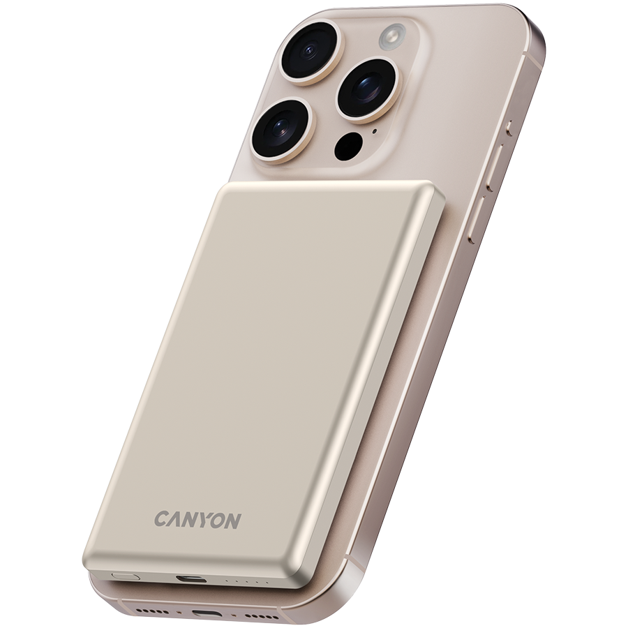 CANYON power bank OnPower 505 slim Magnetic 5000 mAh PD20W Bež - slika 6