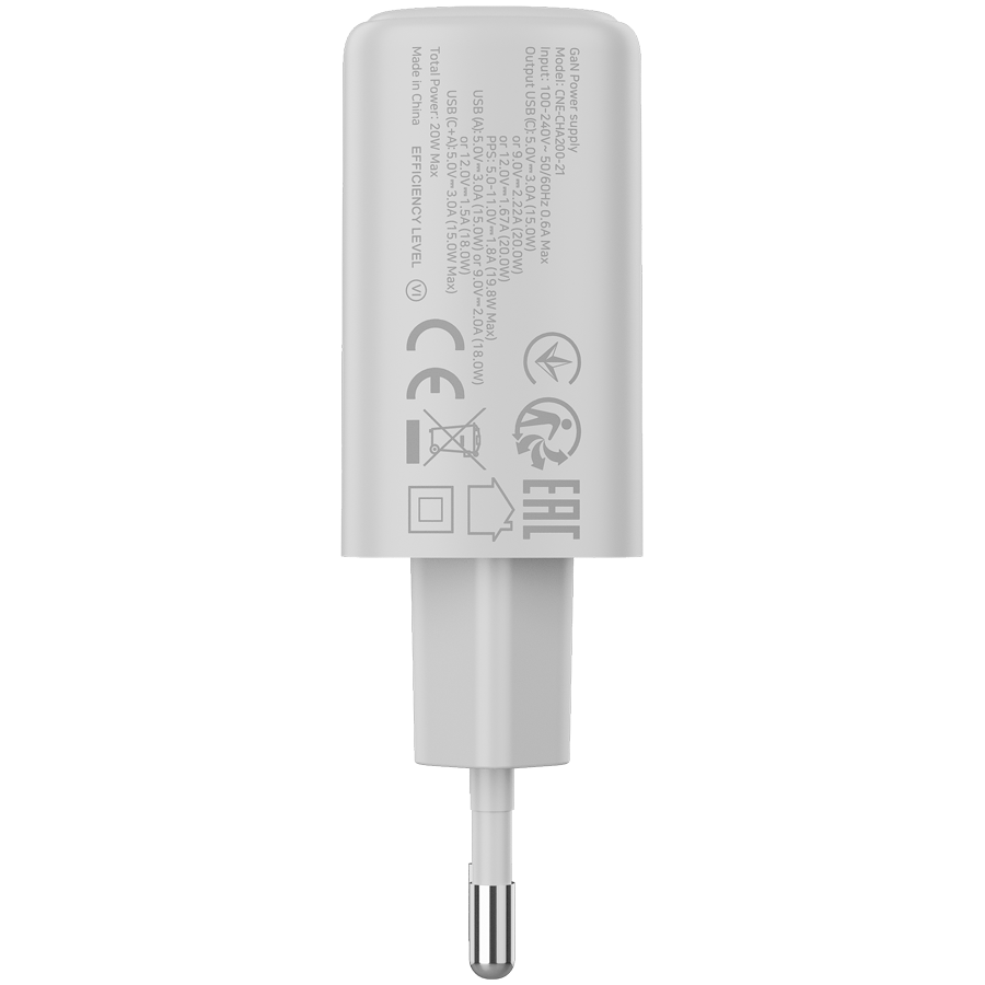 CANYON charger OnCharge 200 20W 1xPD 1xQC EU White - slika 3
